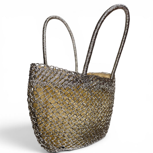 Bolso Red Metalizada Plateada con Forro Interior