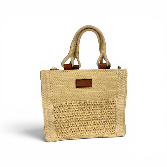Bolso Rafia Natural Trenzada con Detalles Camel