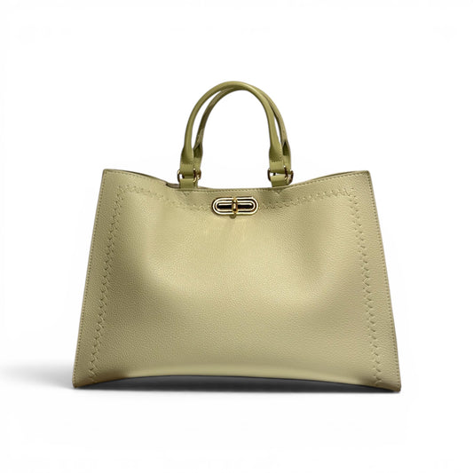 Bolso Estructurado Verde Pistacho con Herrajes Dorados