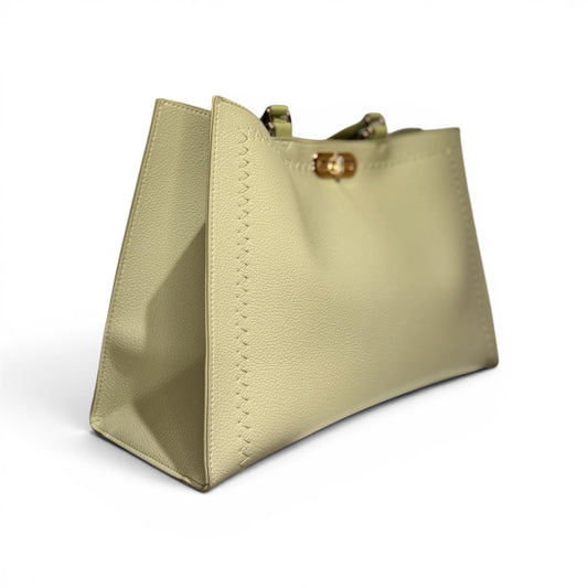 Bolso Estructurado Verde Pistacho con Herrajes Dorados