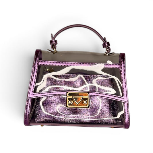 Bolso Transparente 2 en 1 con Neceser de Cristales Lila